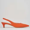 Décolleté e slingback tacco 3cm licra arancio
