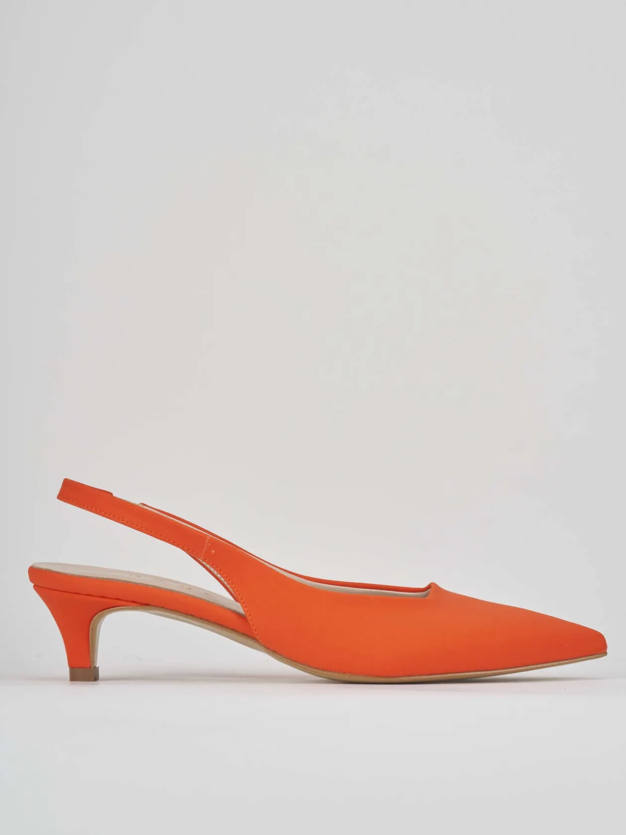 Décolleté e slingback tacco 3cm licra arancio