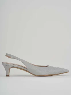 Décolleté e slingback tacco 3cm glitter argento