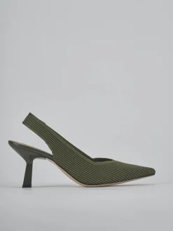 Décolleté e slingback tacco 7cm pelle verde