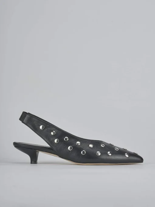 Décolleté e slingback tacco 4cm pelle nero