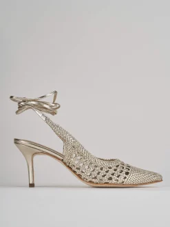 Décolleté e slingback tacco 7cm pelle oro
