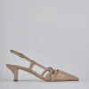Décolleté e slingback tacco 6cm pelle marrone