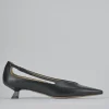 Décolleté e slingback tacco 4cm pelle nero