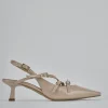 Décolleté e slingback tacco 7cm vernice beige