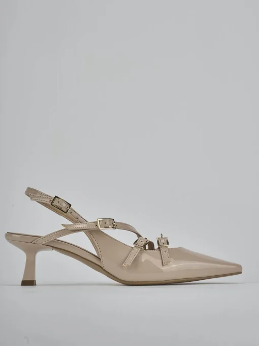 Décolleté e slingback tacco 7cm vernice beige