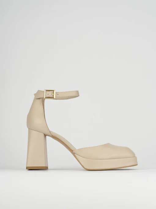 Décolleté e slingback tacco 9cm pelle beige