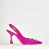 Décolleté e slingback tacco 9cm raso rosa