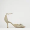 Décolleté e slingback tacco 7cm glitter oro