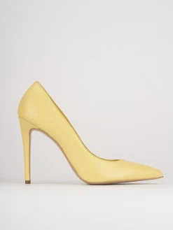 Décolleté e slingback tacco 10cm pelle giallo
