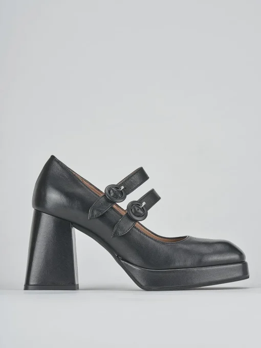 Décolleté e slingback tacco 7cm pelle nero