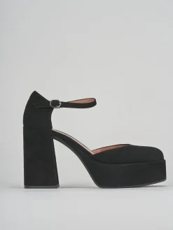 Décolleté e slingback tacco 9cm camoscio nero