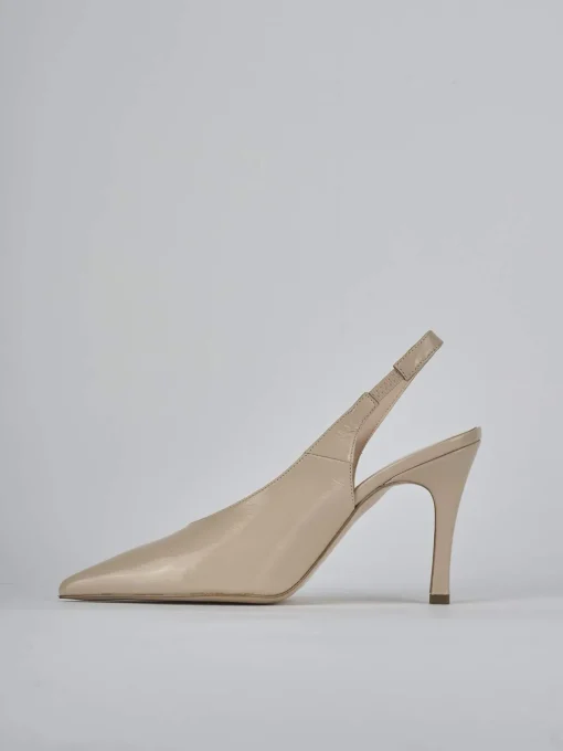 Décolleté e slingback tacco 9cm vernice marrone