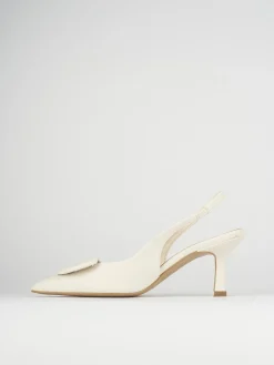 Décolleté e slingback tacco 7cm pelle bianco