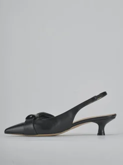 Décolleté e slingback tacco 4cm pelle nero