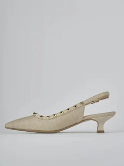 Décolleté e slingback tacco 4cm pelle beige