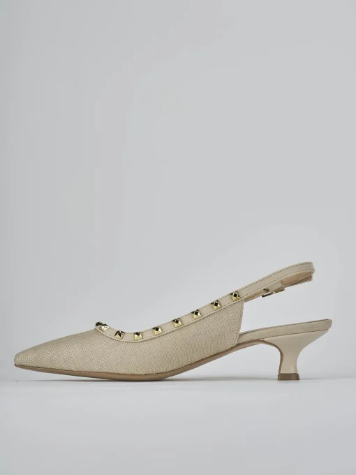 Décolleté e slingback tacco 4cm pelle beige