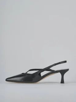 Décolleté e slingback tacco 5cm pelle nero