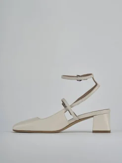 Décolleté e slingback tacco 5cm pelle beige
