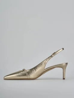Décolleté e slingback tacco 7cm pelle oro