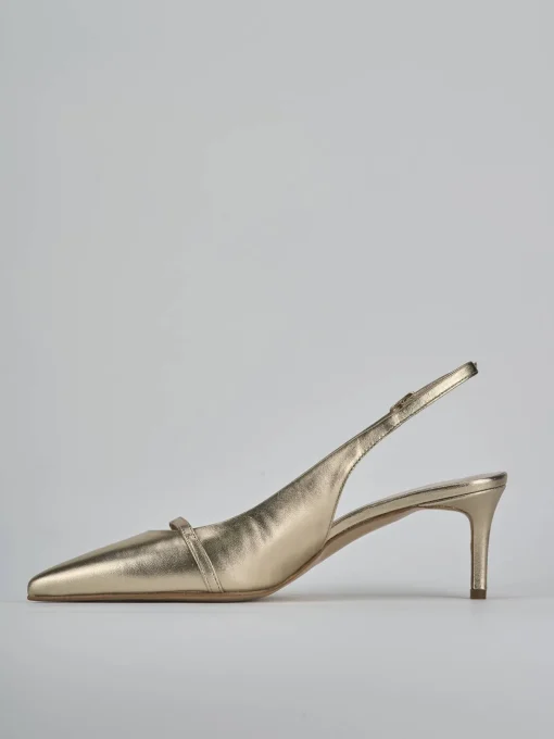 Décolleté e slingback tacco 7cm pelle oro