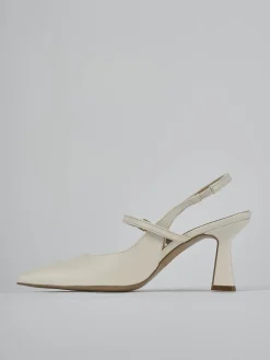 Décolleté e slingback tacco 7cm pelle bianco