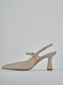 Décolleté e slingback tacco 7cm pelle beige