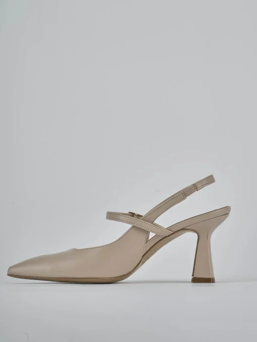 Décolleté e slingback tacco 7cm pelle beige