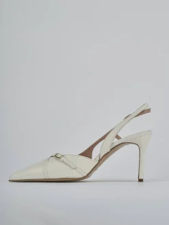 Décolleté e slingback tacco 7cm pelle bianco