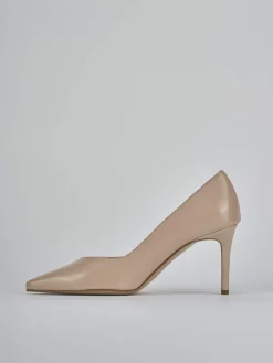 Décolleté e slingback tacco 7cm pelle marrone