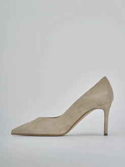 Décolleté e slingback tacco 7cm camoscio beige