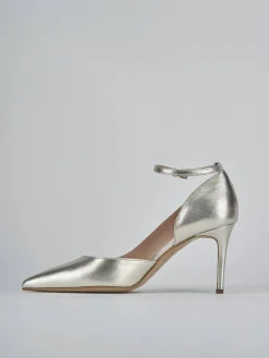 Décolleté e slingback tacco 7cm laminato oro