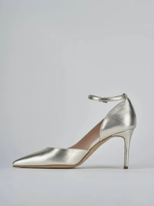 Décolleté e slingback tacco 7cm laminato oro