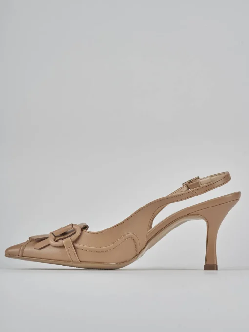 Décolleté e slingback tacco 7cm pelle beige