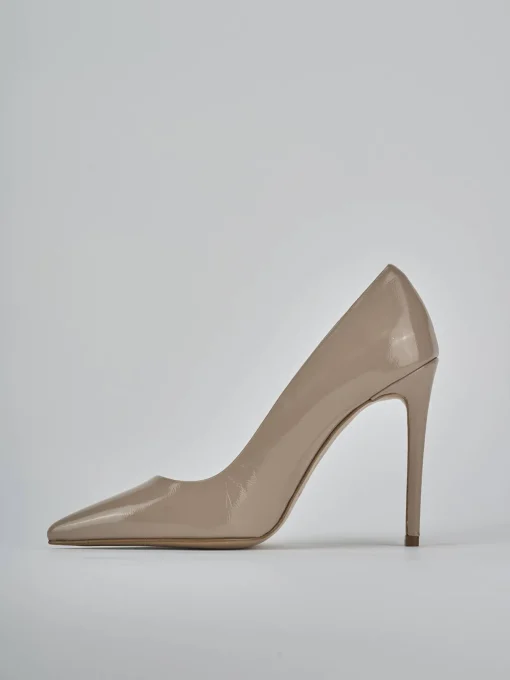 Décolleté e slingback tacco 10cm vernice beige