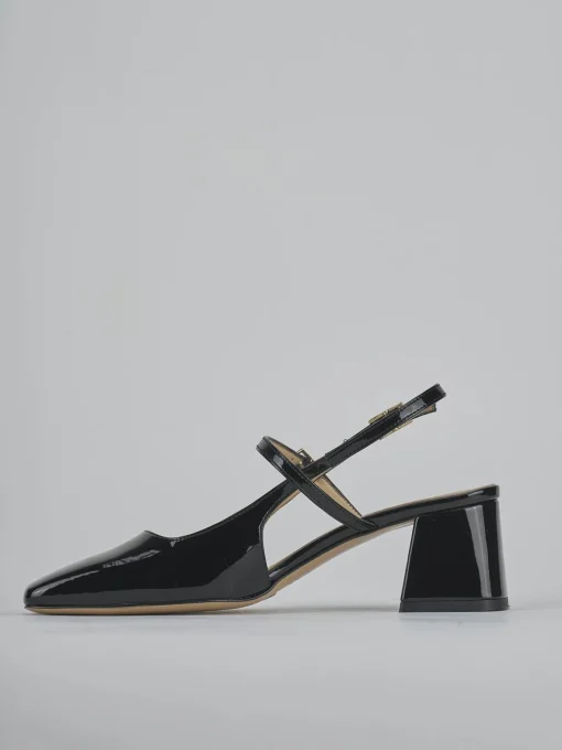 Décolleté e slingback tacco 5cm vernice nero