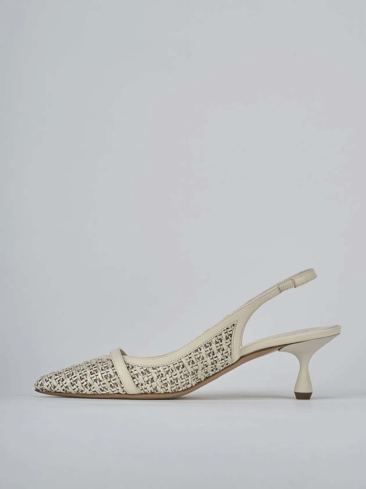 Décolleté e slingback tacco 5cm pelle beige