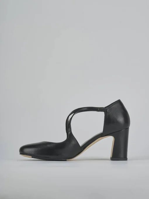 Décolleté e slingback tacco 7cm pelle nero