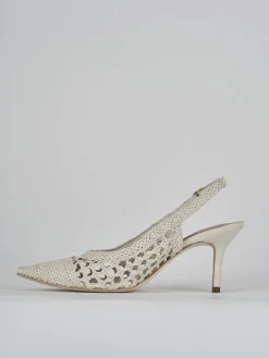 Décolleté e slingback tacco 7cm pelle bianco