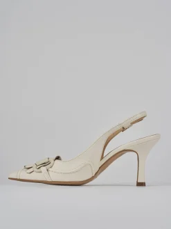 Décolleté e slingback tacco 7cm pelle bianco