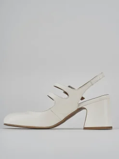 Décolleté e slingback tacco 5cm pelle bianco