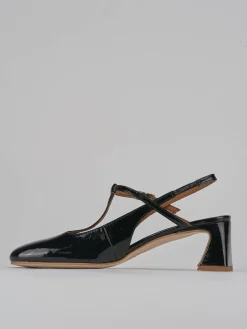 Décolleté e slingback tacco 5cm pelle nero