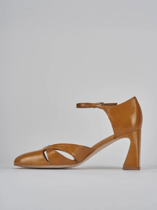 Décolleté e slingback tacco 7cm pelle marrone