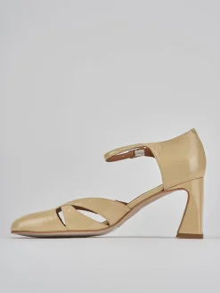 Décolleté e slingback tacco 7cm pelle marrone