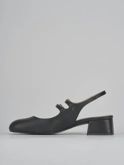 Décolleté e slingback tacco 4cm pelle nero