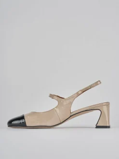 Décolleté e slingback tacco 5cm pelle beige