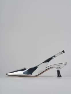 Décolleté e slingback tacco 6cm pelle argento