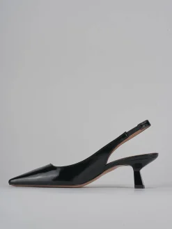 Décolleté e slingback tacco 6cm vernice nero