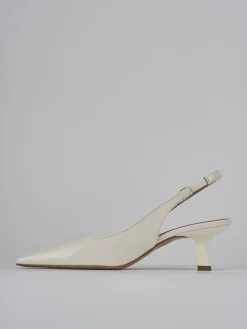Décolleté e slingback tacco 6cm vernice bianco