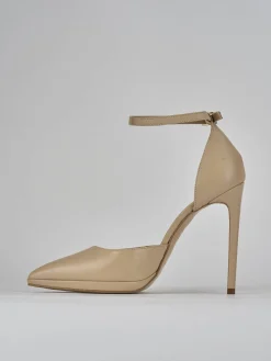 Décolleté e slingback tacco 11cm pelle marrone
